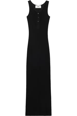 Ami Robe longue en coton à design sans manches
