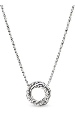 David Yurman Collier Crossover en sterling serti de diamants