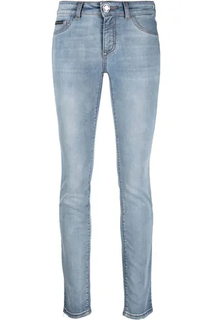 Philipp Plein Legging en jean à patch logo