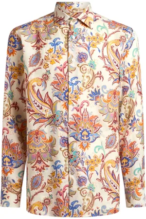 Etro Chemise en lin à imprimé cachemire