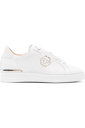 Philipp Plein Baskets en cuir à plaque logo