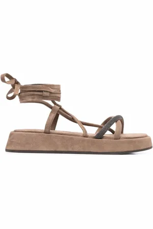 Brunello Cucinelli Sandales à bride cheville nouée