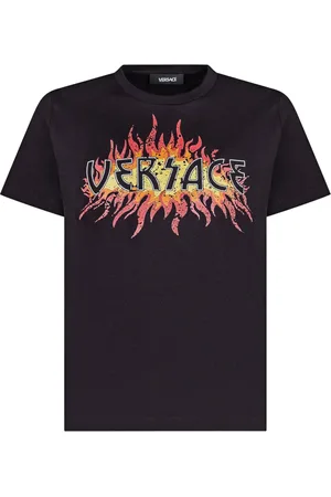 VERSACE T-shirt à imprimé flammes
