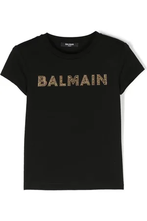 Balmain T-shirt en coton à logo strassé