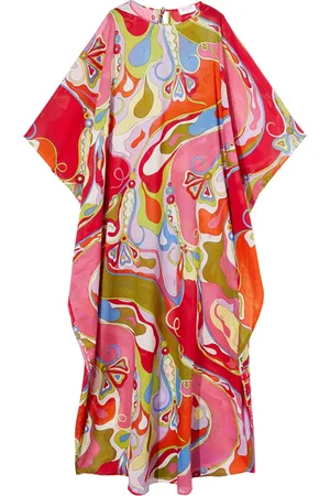 Puccini Caftan en soie à imprimé Orchidée