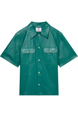 Casablanca Chemise en cuir à manches courtes
