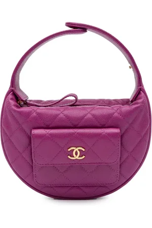 CHANEL Sac à main Polly Pocket Hobo en cuir Caviar matelassé (2021-2024)