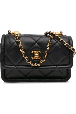 CHANEL Mini sac à main Button On Top Flap en peau d