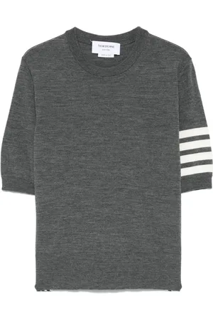 Thom Browne T-shirt en maille fine à bandes signature