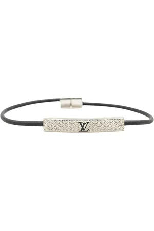 LOUIS VUITTON Bracelet en plaqué palladium et cuir Champs Elysées Bracelet (2023)