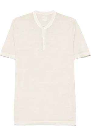 120% Lino T-shirt chiné à col tunisien