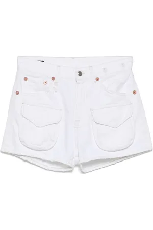 R13 Short en jean à effet usé