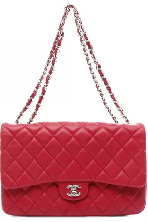 CHANEL Grand sac porté épaule en cuir d