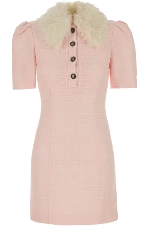 Alessandra Rich Robe courte à col en fourrure