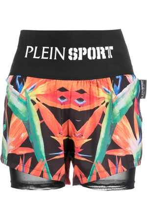 Philipp Plein Short de sport superposé en coton à fleurs