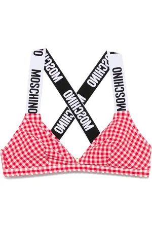 Moschino Haut de bikini bandeau à carreaux vichy
