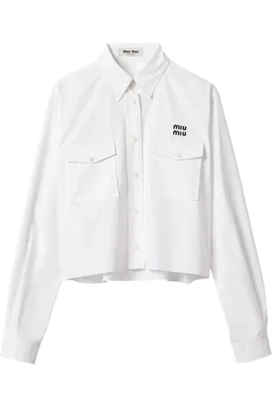 Miu Miu Chemise en popeline à logo brodé