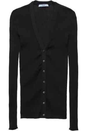 Prada Cardigan en maille à design côtelé