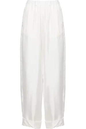 BLANCA Pantalon palazzo en soie à taille haute