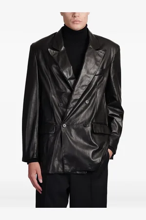 SALVATORE SANTORO Blazer en cuir à boutonnière croisée
