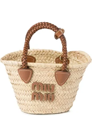 Miu Miu Sac cabas tressé à logo appliqué