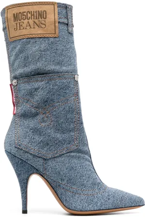 Moschino Bottines en jean à patch logo 115 mm