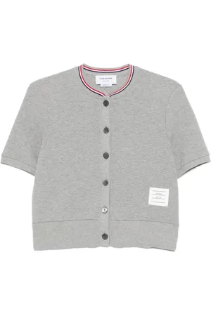 Thom Browne Cardigan en maille gaufrée à bandes tricolores