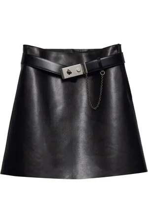 Prada Minijupe en cuir à taille ceinturée