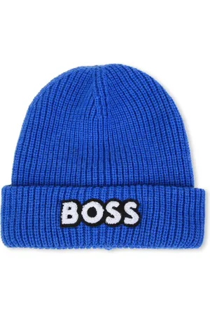 HUGO BOSS Bonnet en maille nervurée à patch logo