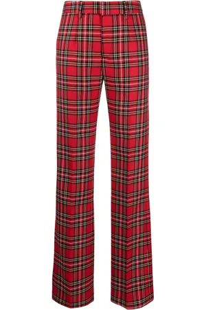 Alessandra Rich Pantalon en laine à motif tartan