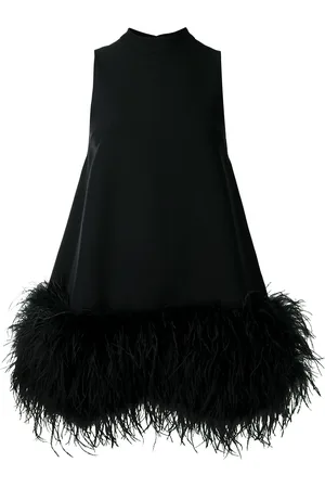 RACHEL GILBERT Robe courte Linc bordée de plumes