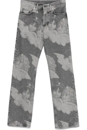 Fiorucci Jean droit à imprimé graphique