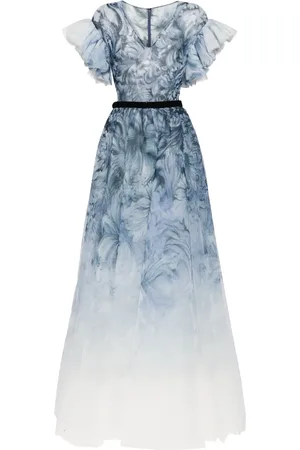 Saiid Kobeisy Robe longue ceinturée à imprimé abstrait