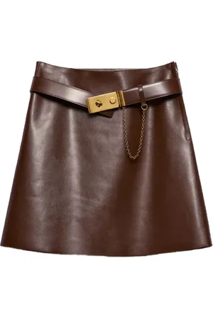 Prada Minijupe en cuir à taille ceinturée