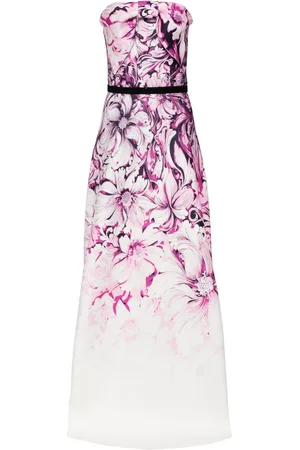 Saiid Kobeisy Robe bustier fleurie à coupe longue