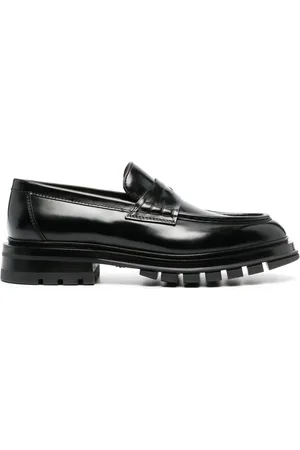 santoni Mocassins en cuir à semelle contrastante