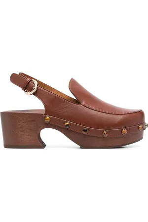 Chloé Mules en cuir à détails de clous