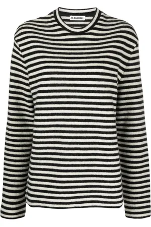 Jil Sander Pull en laine rayé à patch logo