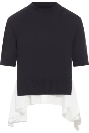 SACAI Haut en maille à ourlet asymétrique