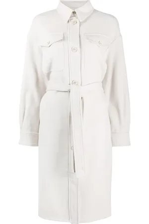 Brunello Cucinelli Manteau en jean à taille ceinturée