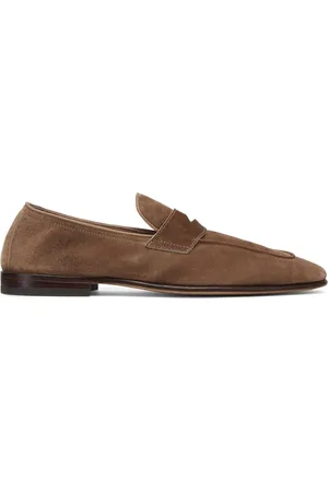 Brunello Cucinelli Mocassins en daim à entaille penny