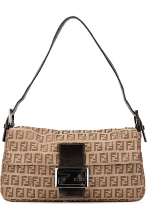 Fendi Sac porté épaule Baguette en toile à motif Zucchino (2000-2010)