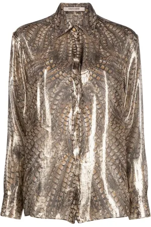 Roberto Cavalli Chemise métallisée à imprimé Hawk