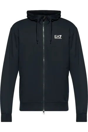 EA7 Hoodie en coton à fermeture zippée