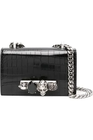 Alexander McQueen Mini sac à bandoulière à effet peau de crocodile