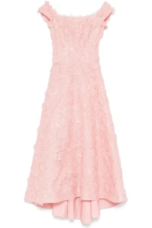 Costarellos Robe mi-longue à fleurs brodées