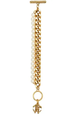 Roberto Cavalli Bracelet serti de perles artificielles à breloque logo