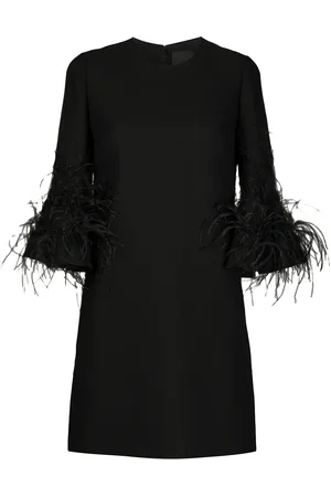 VALENTINO GARAVANI Robe droite brodée de plumes