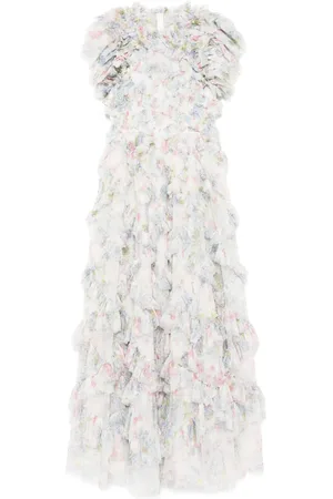 Needle & Thread Robe longue Hydrangea Genevieve à volants
