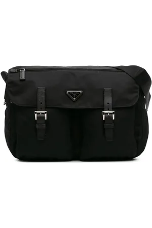 Prada Sacoche Double Buckle Messenger Bag en tissu (2013-2024)